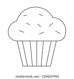 Cupcake Muffin Cake Dessert bakery Sweets Vector. Black and white. White background. Line drawing.