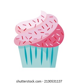 Pastel. Muffin. Pastel. Postre. Estilo sencillo. Plano. Vector.