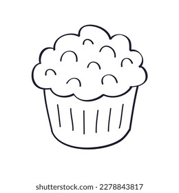 Cupcake muffin cartoon doodle line icon