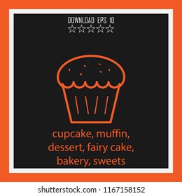 cupcake, muffin, dessert, fairy cake, bakery, sweets vector icon
