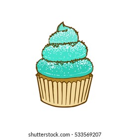 Cupcake muffin hand drawn vector illustration