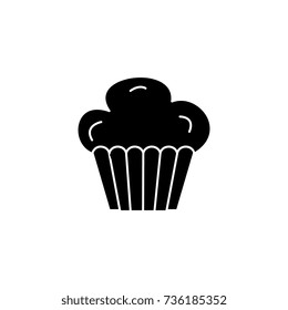cupcake muffin icon, vector illustration, black sign on isolated background