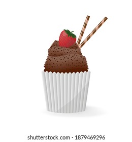 Cupcake, muffin on an isolated white background. Vector illustration.