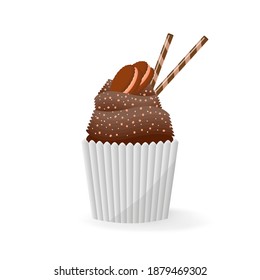 Pastel de torta, aleta en un fondo blanco aislado. Ilustración vectorial.