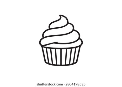 Cupcake muffin  Outline Vector Icon
