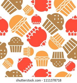 Cupcake and muffin Seamless pattern bakery product flat design