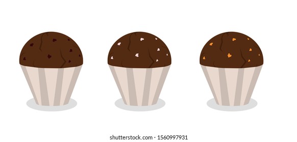 Cupcake or muffin set. Vector illustration. Isolated