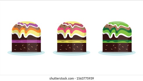 Cupcake or muffin set. Vector illustration. Isolated. 2D