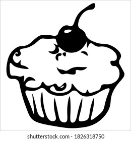 Cupcake. Muffin. Illustrationen mit Einzelvektordoodle. Handzeichnung