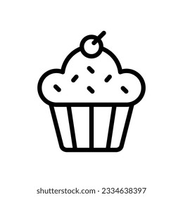 Cupcake, muffin - Thin line icon - Food Icon - EDITABLE STROKE - EPS Vector