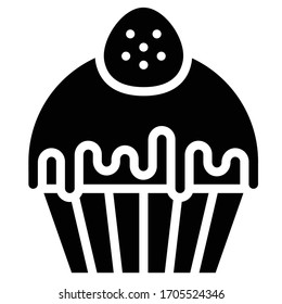 Cupcake or Muffin vector illustration, Baked good solid style icon