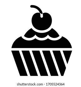 Cupcake or Muffin vector illustration, Baked good solid style icon