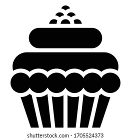 Cupcake or Muffin vector illustration, Baked good solid style icon