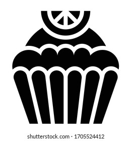 Cupcake or Muffin vector illustration, Baked good solid style icon