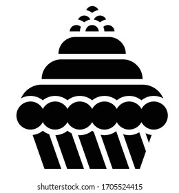 Cupcake or Muffin vector illustration, Baked good solid style icon