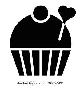 Cupcake or Muffin vector illustration, Baked good solid style icon
