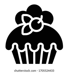 Cupcake or Muffin vector illustration, Baked good solid style icon