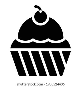 Cupcake or Muffin vector illustration, Baked good solid style icon