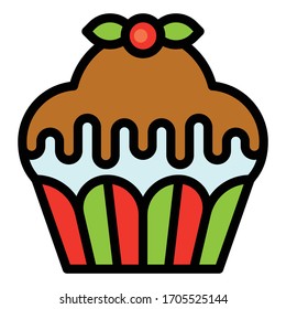 Cupcake or Muffin vector illustration, Baked goods  filled style icon