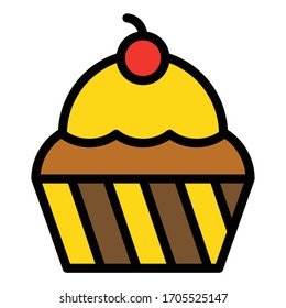 Cupcake or Muffin vector illustration, Baked goods  filled style icon