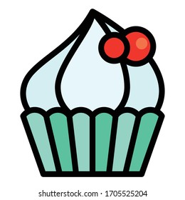 Cupcake oder Muffin Vektorillustration Illustration, mit Backwaren gefülltes Stilsymbol
