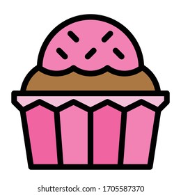 Cupcake or Muffin vector illustration, Baked good filled style icon