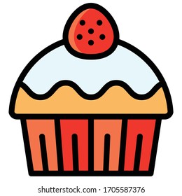 Cupcake or Muffin vector illustration, Baked good filled style icon