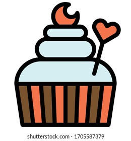Cupcake or Muffin vector illustration, Baked good filled style icon