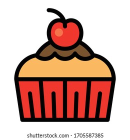 Cupcake or Muffin vector illustration, Baked good filled style icon
