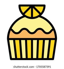 Cupcake or Muffin vector illustration, Baked good filled style icon