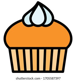 Cupcakes oder Muffin-Vektorillustration-Illustration, Tüpfelhaltiges Symbol