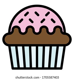 Cupcakes oder Muffin-Vektorillustration-Illustration, Tüpfelhaltiges Symbol
