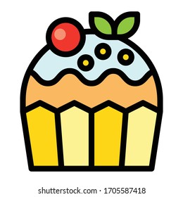 Icono de estilo repleto de bizcochos o Muffin vectorial