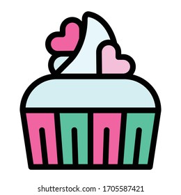 Cupcake or Muffin vector illustration, Baked good filled style icon