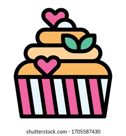 Cupcake or Muffin vector illustration, Baked good filled style icon