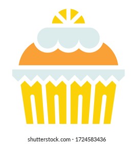 Cupcake oder Muffin Vektor-Illustration, Backed good flat style Icon