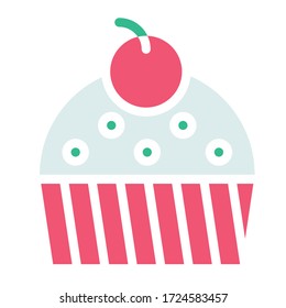 Ilustración portadora de pastel o Muffin, icono de estilo plano bueno al horno