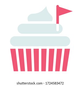 Cupcake or Muffin vector illustration, Baked good flat style icon
