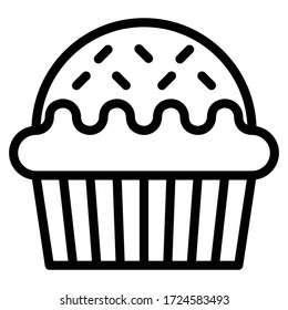 Ilustración de la torta o del vector Muffin, icono de estilo de línea buena horneada