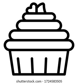 Cupcake or Muffin vector illustration, Baked good line style icon