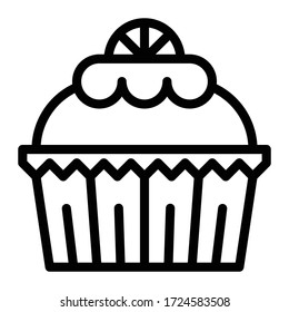 Ilustración de la torta o del vector Muffin, icono de estilo de línea buena horneada
