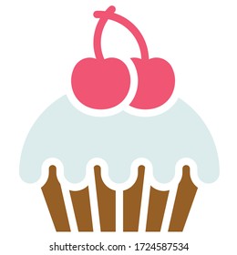 Cupcake or Muffin vector illustration, Baked good flat style icon