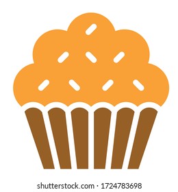 Ilustración portadora de pastel o Muffin, icono de estilo plano bueno al horno