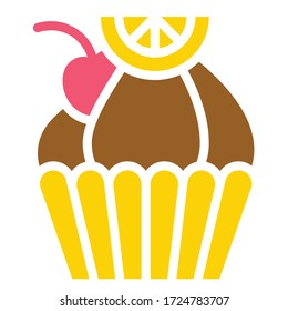Ilustración portadora de pastel o Muffin, icono de estilo plano bueno al horno