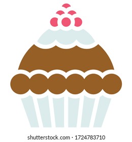 Cupcake or Muffin vector illustration, Baked good flat style icon