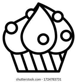 Ilustración de la torta o del vector Muffin, icono de estilo de línea buena horneada