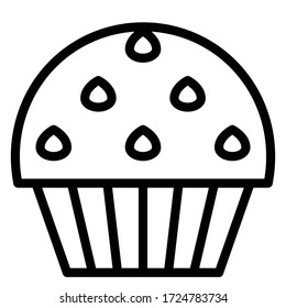 Cupcake or Muffin vector illustration, Baked good line style icon