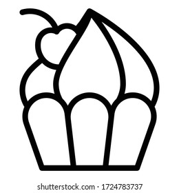 Cupcake or Muffin vector illustration, Baked good line style icon