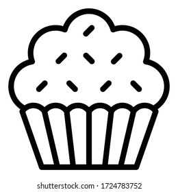 Cupcake or Muffin vector illustration, Baked good line style icon