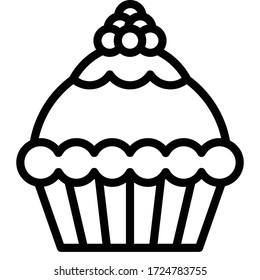 Ilustración de la torta o del vector Muffin, icono de estilo de línea buena horneada